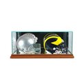 Perfect Cases Perfect Cases DBMH-W Double Mini Football Helmet Display Case; Walnut DBMH-W